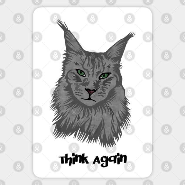 Maine Coon Cat Think Again Sticker by Miozoto_Design